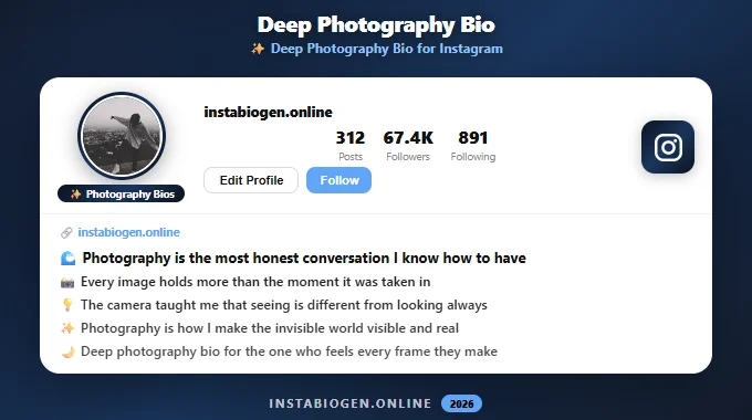 Deep Photography Bio for Instagram